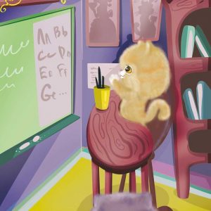Bentley the cat learning the alphabet