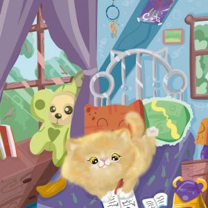 Bentley the cat doing homework