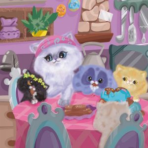 Bentley the cat sharing with friends