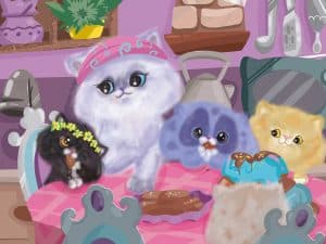 Bentley the cat sharing with friends